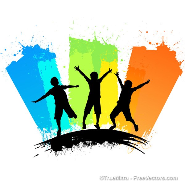 600x601 Download Free Kids Silhouettes Vector Vector Illustration