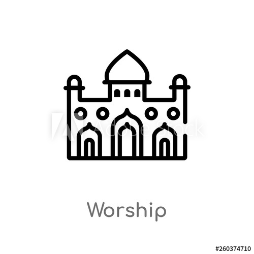 500x500 Outline Worship Vector Icon Isolated Black Simple Line Element