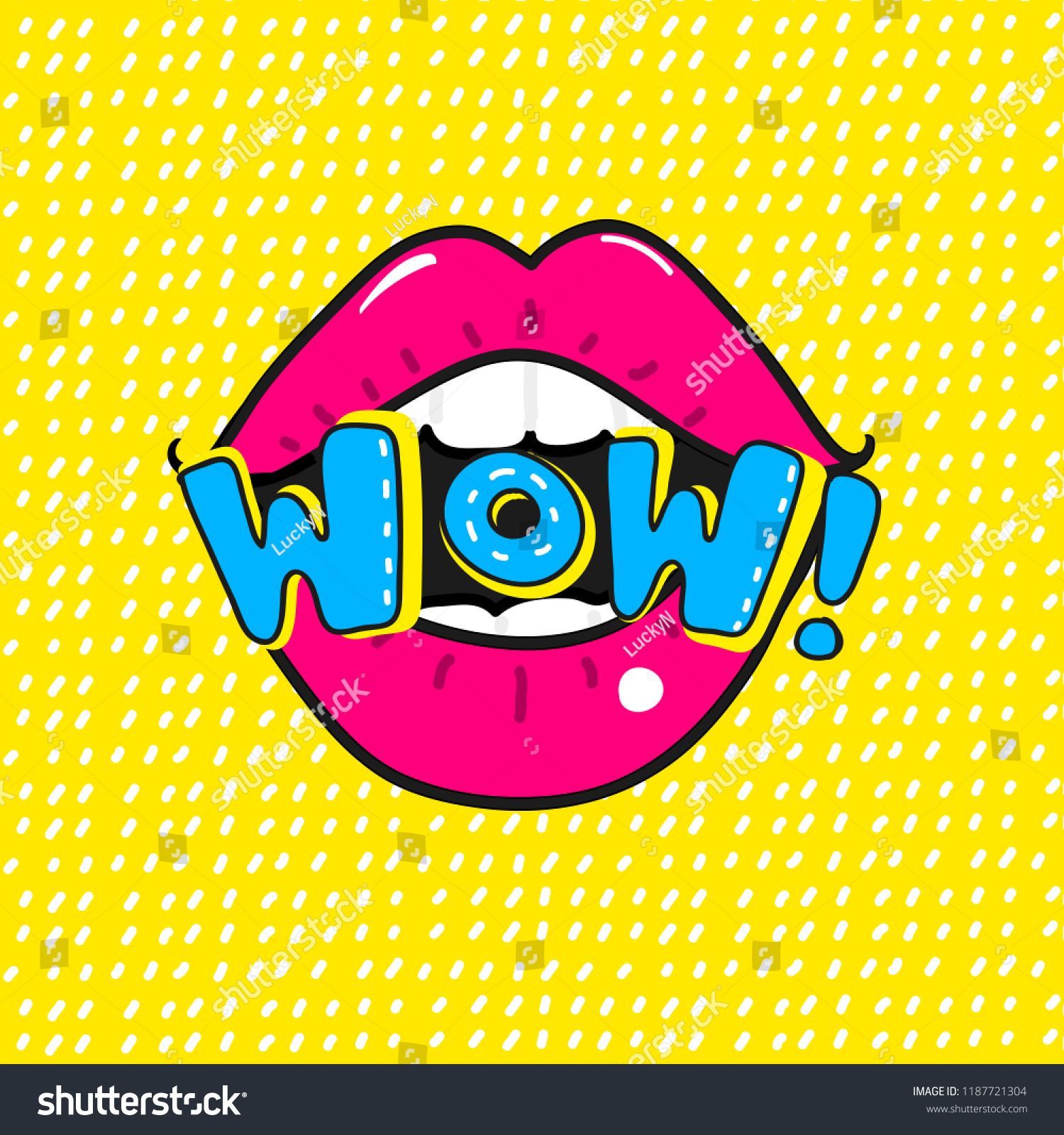 1500x1600 Red Lips Saying Wow Vector Pop Art Illustration Of Open Mouth