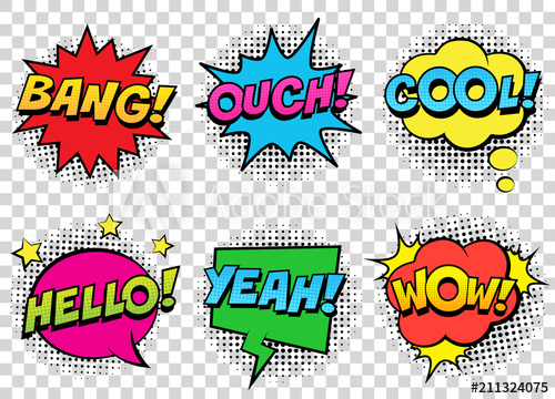 500x360 Retro Comic Speech Bubbles Set On Transparent Background