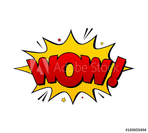 500x450 Comic Lettering Wow Vector Bright Cartoon Illustration In Retro