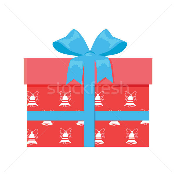 600x600 Gift Box With Decorative Drawing On Wrapping Paper Vector