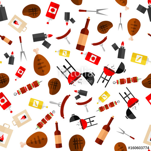 500x500 Picnic Pattern Made Flat Style Design Of Wrapping Paper, Food