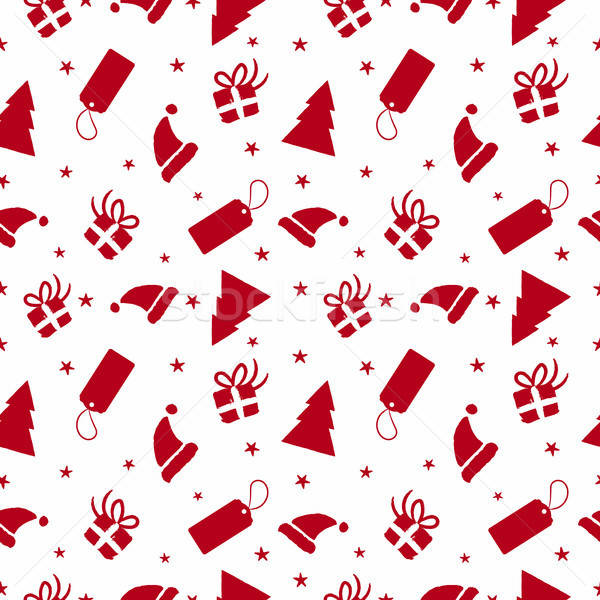 600x600 Christmas Red Ornament Doodle Seamless Pattern Vector Illustration