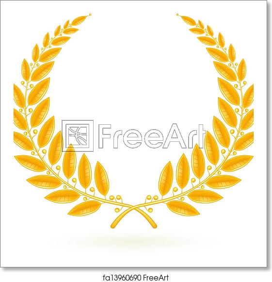 561x581 Free Art Print Of Gold Laurel Wreath, Vector Freeart