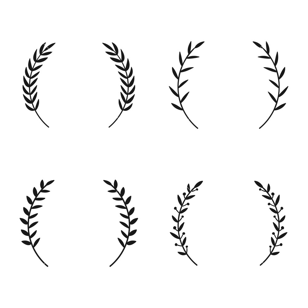 1000x1000 Collection Of Different Laurel Wreaths Hand Drawn Vector Round