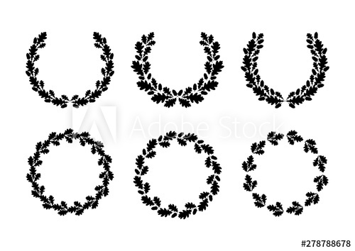500x354 Oak Wreaths Silhouette Circular Oak Wreath Vector Illustration