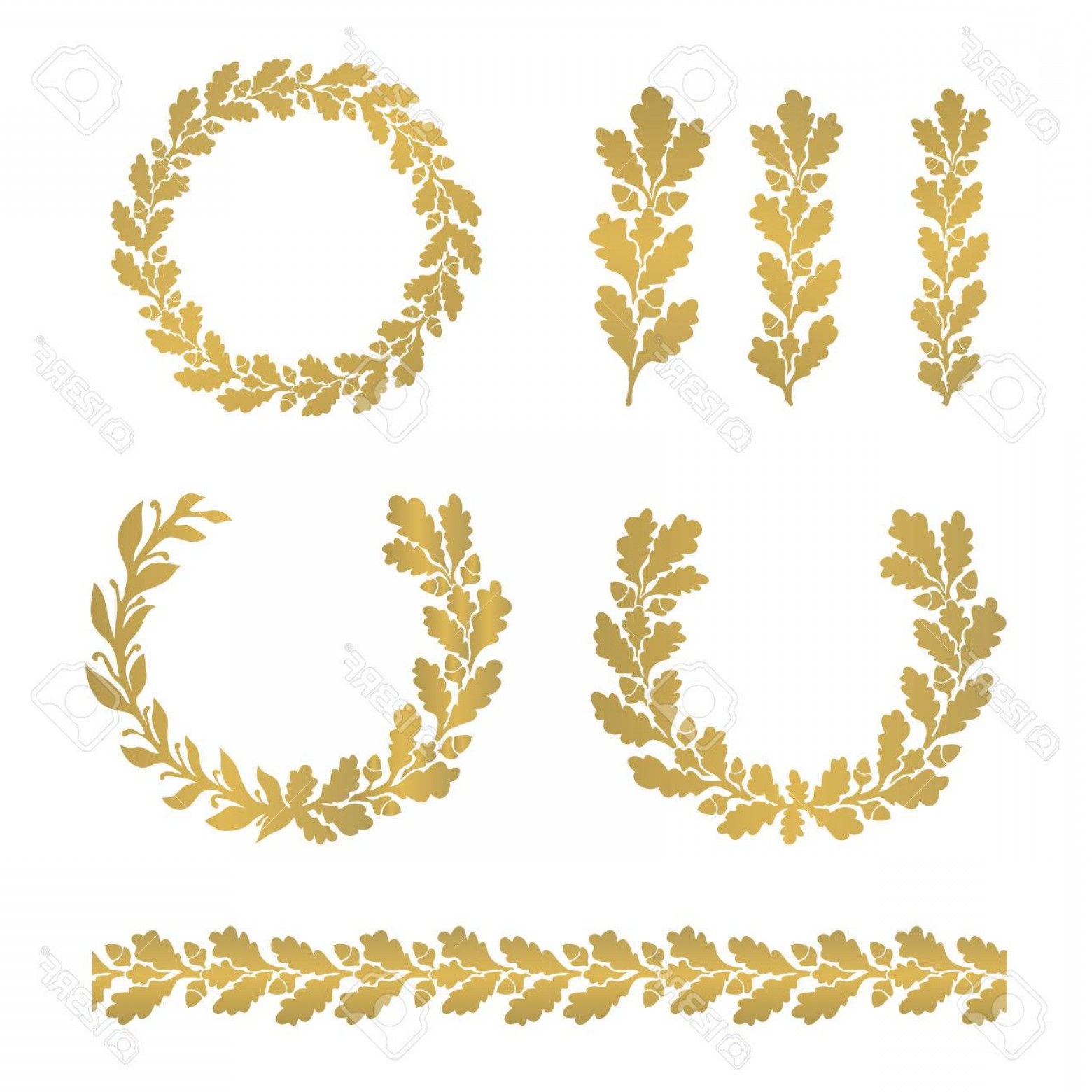 1560x1560 Photostock Vector Silhouette Oak Wreaths In Different Shapes Half