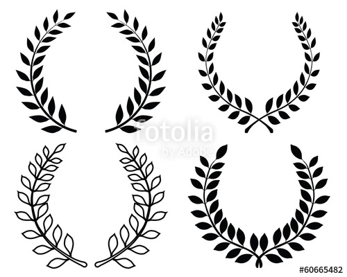 500x400 Black Silhouettes Of Laurel Wreaths, Vector Illustration Stock