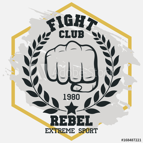 500x500 Fight Club Sign, Fist With Laurel Wreath Hand Silhouette Vector