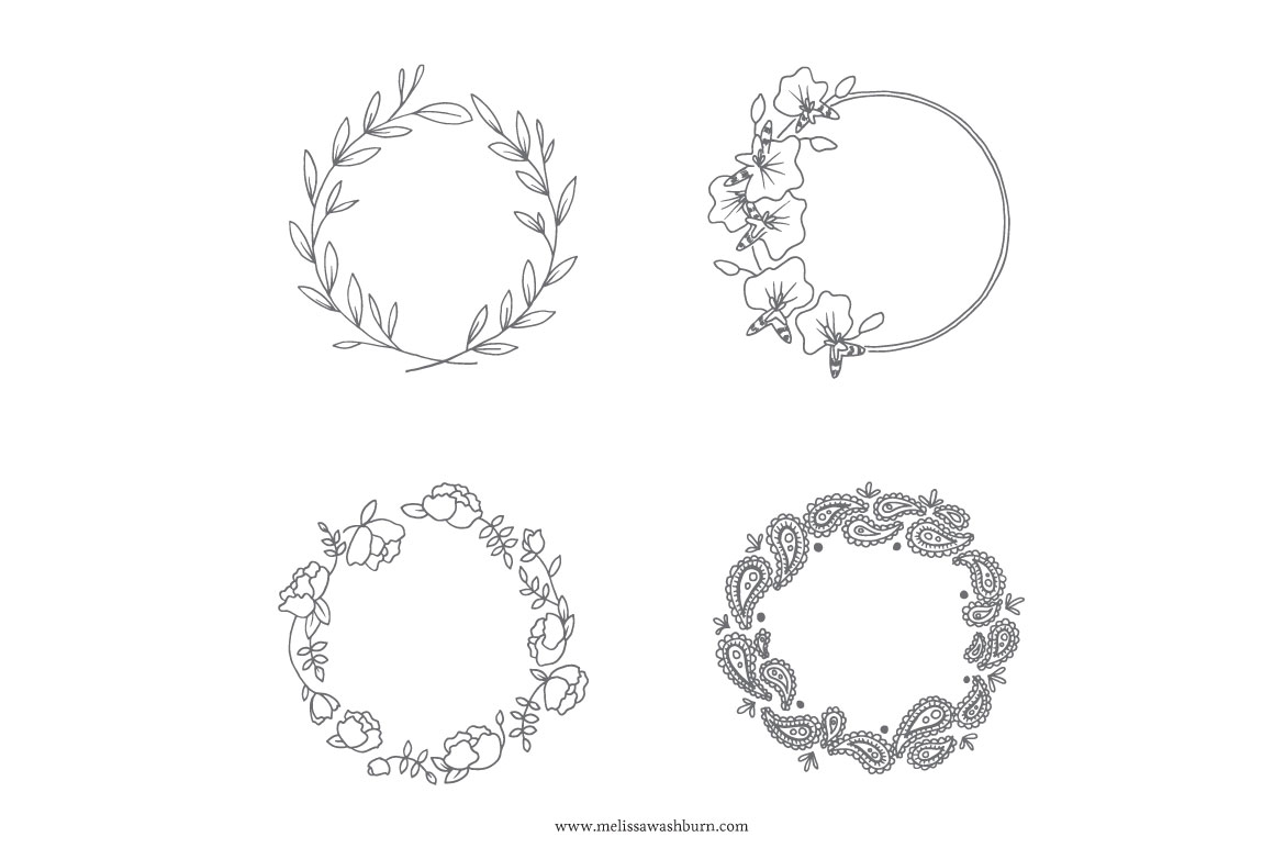 1160x772 Hand Drawn Botanical Wreaths