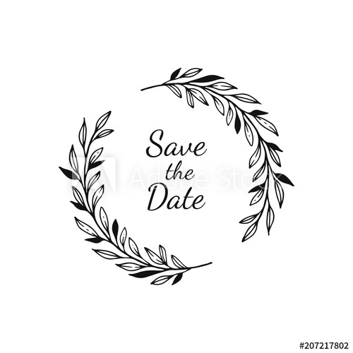 500x500 Hand Drawn Floral Wreath Vector Frame For Wedding Invitations