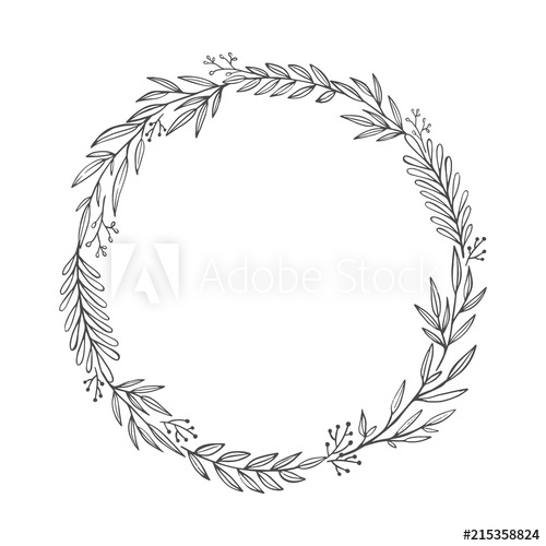 500x500 Hand Drawn Vintage Wreath Vector Floral Design Element Vintage