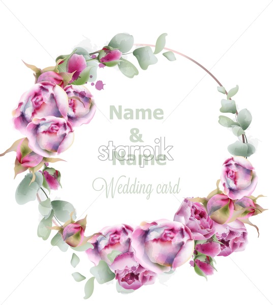 537x600 Blooming Roses Wedding Wreath Vector Watercolor Birthday, Women