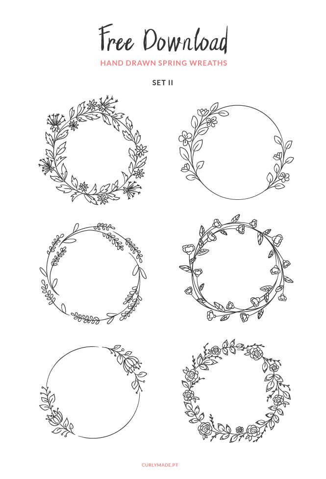 665x978 Free Download Hand Drawn Spring Wreaths Ii