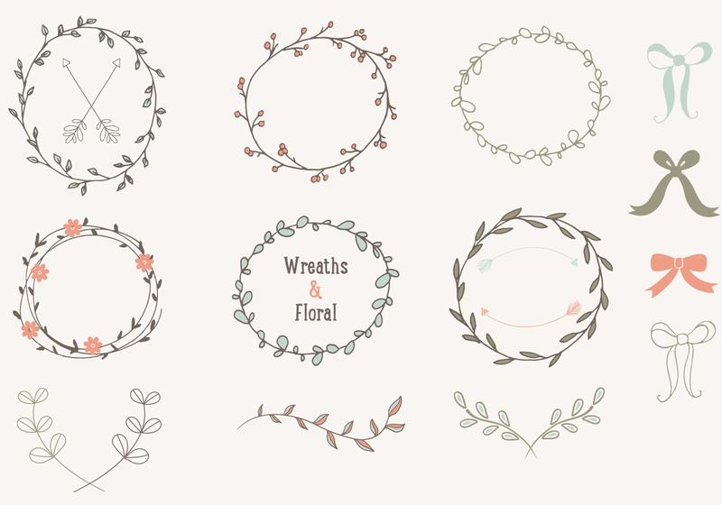 800x560 Hand Drawn Laurels Wreaths Vector Collection