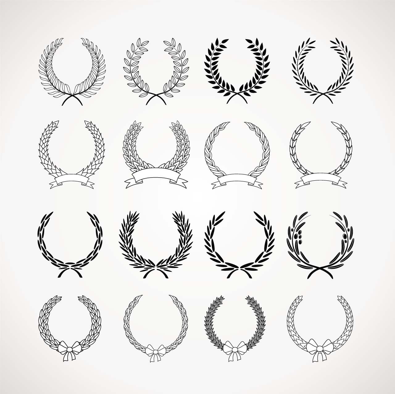 1280x1278 Monochrome Wreaths Set Vector Inspiration Floral Vector Free