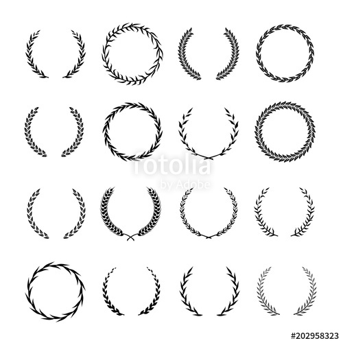 500x500 Vintage Round Branch Borders Laurel And Oak Heraldry Wreaths