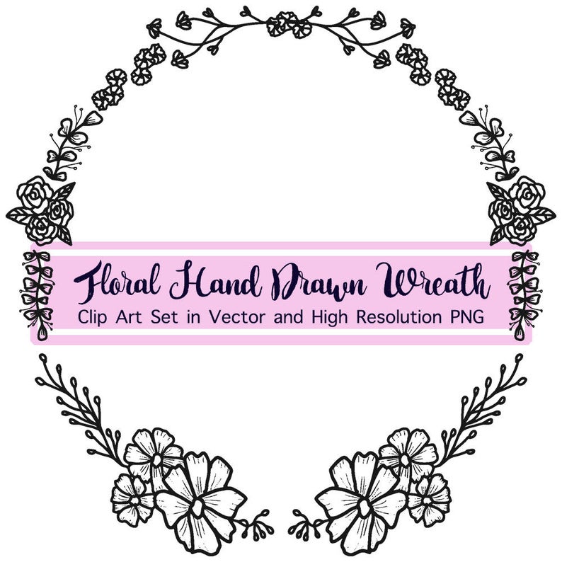 794x794 Summer Laurel Wreath Vector Hand Drawn Wreath Vintage Etsy