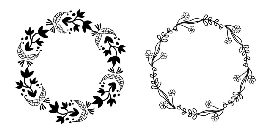 893x434 Floral Handmade Wreaths Vector Set