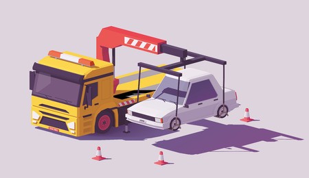 Vector Low Poly Yellow Tow Truck Or Wrecker Towing The Car Away 450x260 Vector Low Poly Yellow Tow Truck Or Wrecker Towing The Car Away