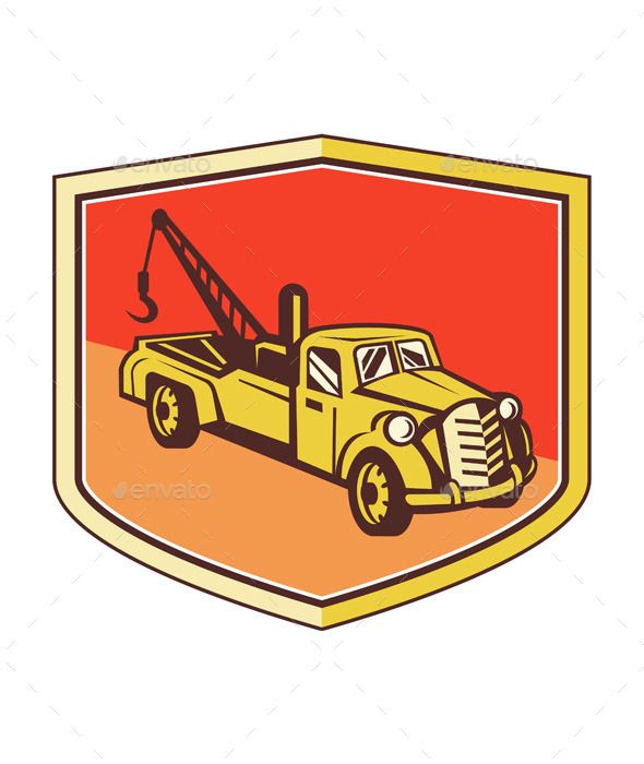 Vintage Tow Truck Wrecker Shield Retro Fonts Logos Icons 590x700 Vintage Tow Truck Wrecker Shield Retro Fonts Logos Icons