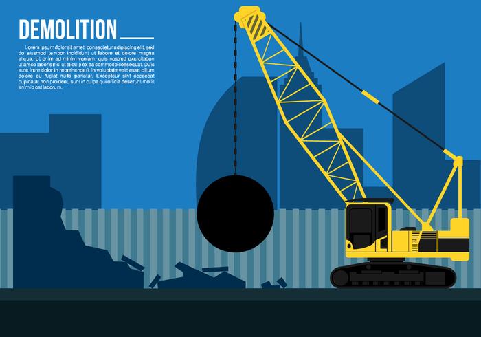 700x490 Wrecking Ball Demolition Crane Free Vector