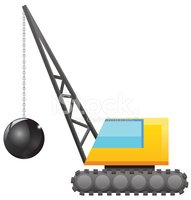 191x200 Crane With Wrecking Ball Vector Icon Stock Vectors