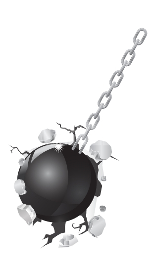 311x540 Wrecking Ball Breaking A Wall Vector