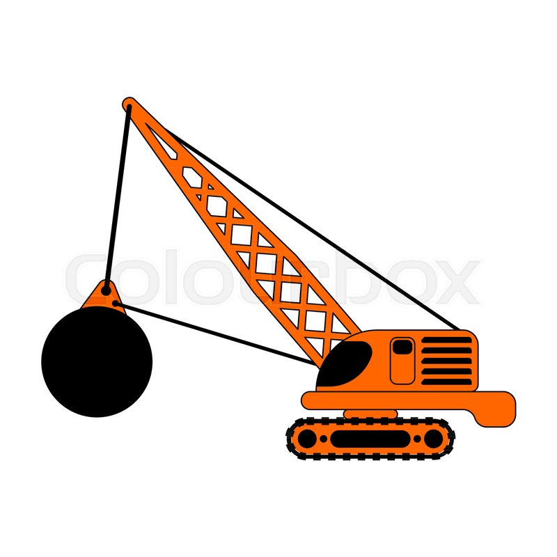 800x800 Crane With Wrecking Ball Isolated Stock Vector Colourbox