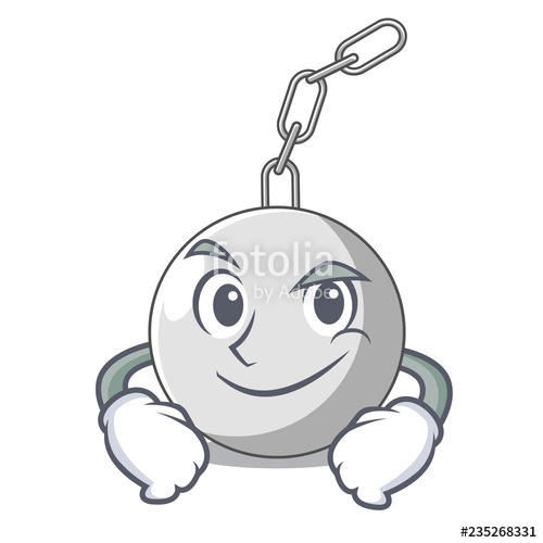 500x500 Smirking Wrecking Ball Hanging From Chain Cartoon Stock Image