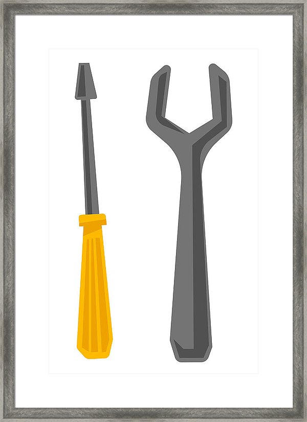 600x824 Wrench And Screwdriver Vector Cartoon Illustration Framed Print