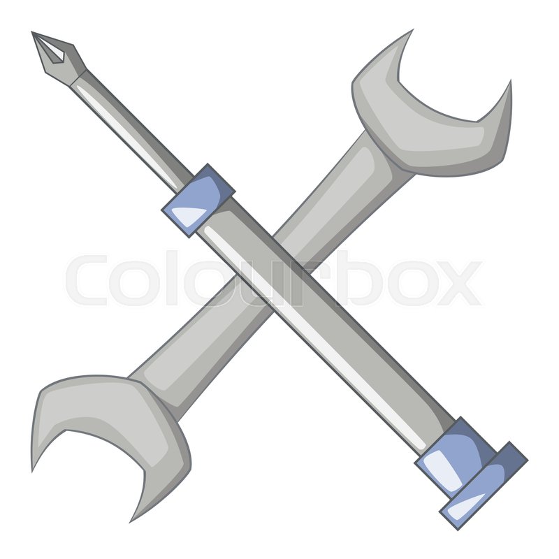800x800 Wrench And Screwdriver Icon Cartoon Stock Vector Colourbox