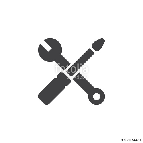 500x500 Wrench And Screwdriver Vector Icon Filled Flat Sign For Mobile