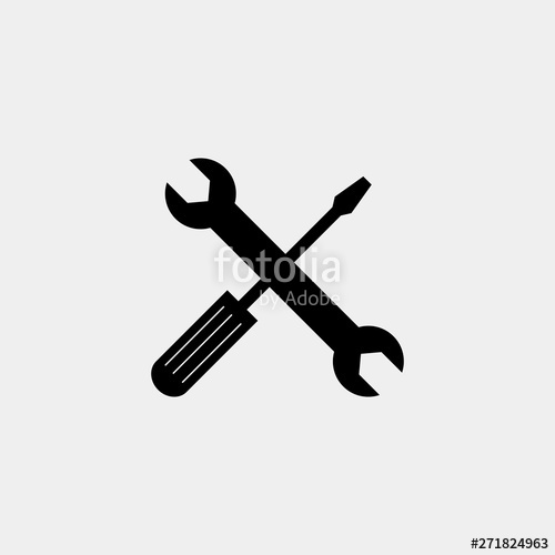 500x500 Crossed Wrench And Screwdriver Vector Icon Stock Image