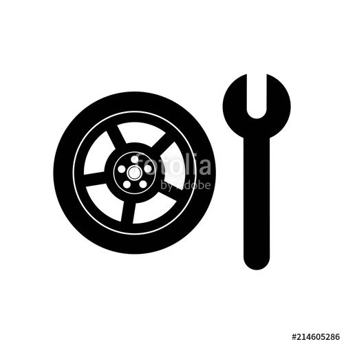 500x500 Wheel And Wrench Icon Vector Icon Simple Element Illustration