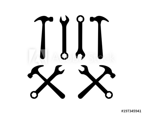 Crossed Hammer And Wrench Tool Sign Symbol Icon Silhouette Logo 500x400 Crossed Hammer And Wrench Tool Sign Symbol Icon Silhouette Logo