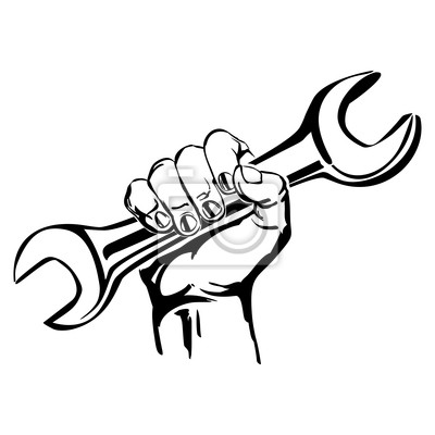 400x400 Hand Holding Wrench Vector City Landscape Poster Browse Posters