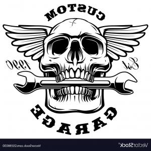 300x300 Skull With Wrench In The Mouth Vector Hoodamathrun