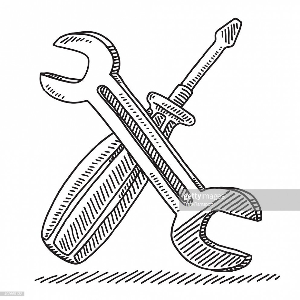 993x993 Wrench And Screwdriver Tools Drawing Vector Art Getty Images
