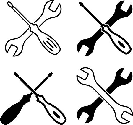 450x423 Screwdriver And Open End Wrench Vector Art Illustration Royalty