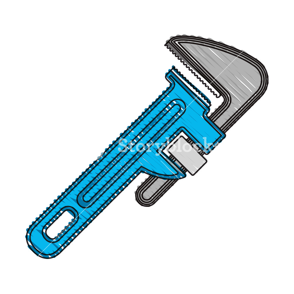 1000x1000 Colored Crayon Silhouette Of Pipe Wrench Vector Illustration