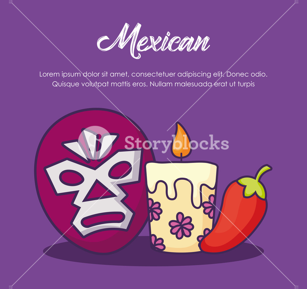 1000x942 Mexican Design With Wrestling Mask And Candle Over Purple