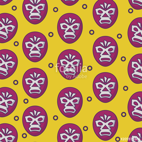 500x500 Background Of Wrestler Mask Pattern, Vector Illustration Stock