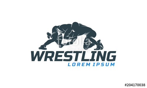 500x300 Wrestling Logo Template, Wrestling Sport Silhouette Logo Template