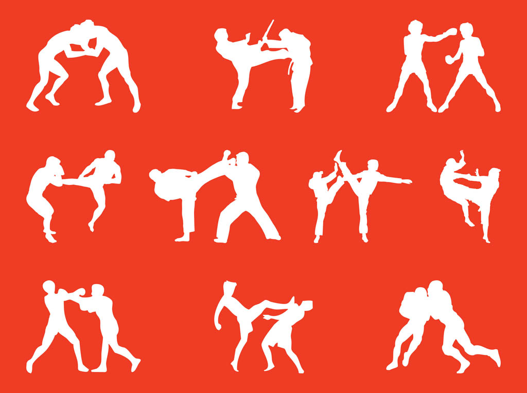 1024x765 Wrestling People Silhouettes Vector Art Graphics
