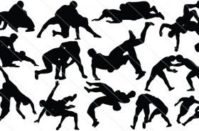 280x185 Wrestling Silhouette Vector Sports Vector Graphics Silhouette