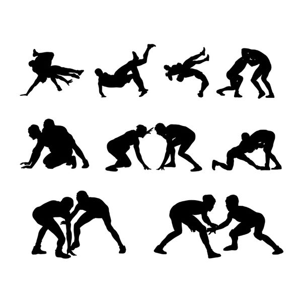 602x577 Wrestling Sports Pack Silhouette Free Vector Download