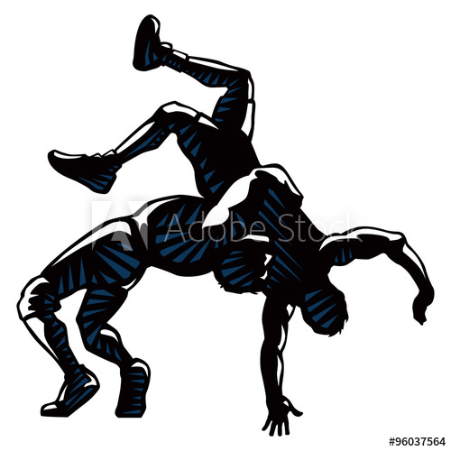 500x500 Wrestlers Vector Silhouette