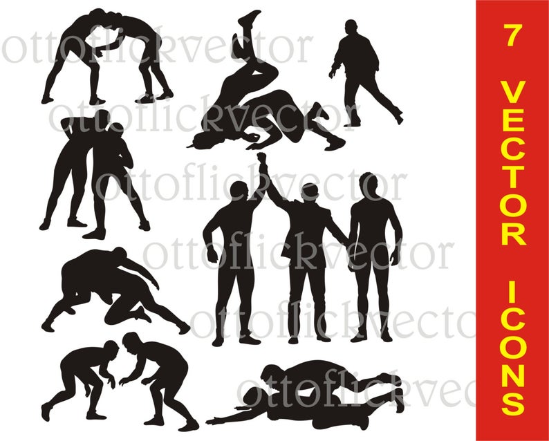 794x638 Wrestling Vector Silhouettes Clipart Cdr Png Etsy